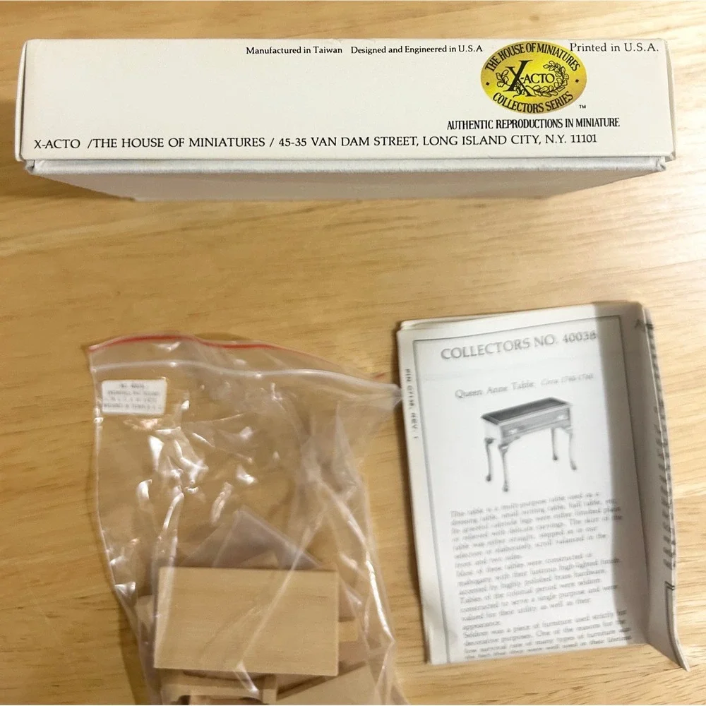 X-Acto House of Miniatures Queen Anne Table Kit 1:12 Scale Brown 40038 DIY VTG